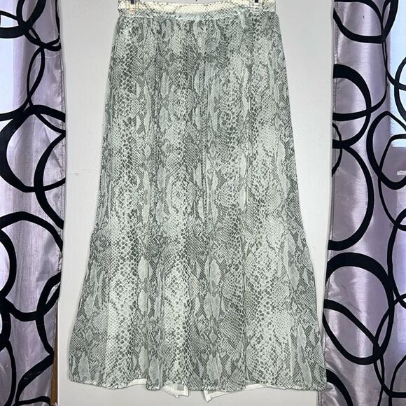 Vintage Limited Express 1987 Collection Pleated Snake Sheer Long Skirt 3/4 - Picture 1 of 7